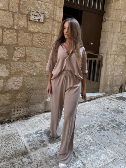 Komplet 100% len PORTO Mocca